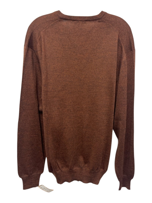 H Stockton Size Est L Orange & Blue Wool Micro V Neck Men's Sweater Orange & Blue / Est L