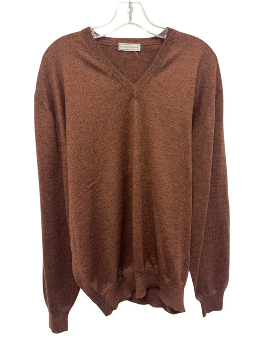 H Stockton Size Est L Orange & Blue Wool Micro V Neck Men's Sweater Orange & Blue / Est L