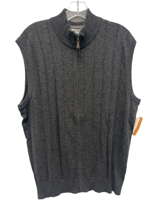 Peter Millar Size L Gray Wool Blend Ribbed Zip UP Vest Men's Sweater Gray / L