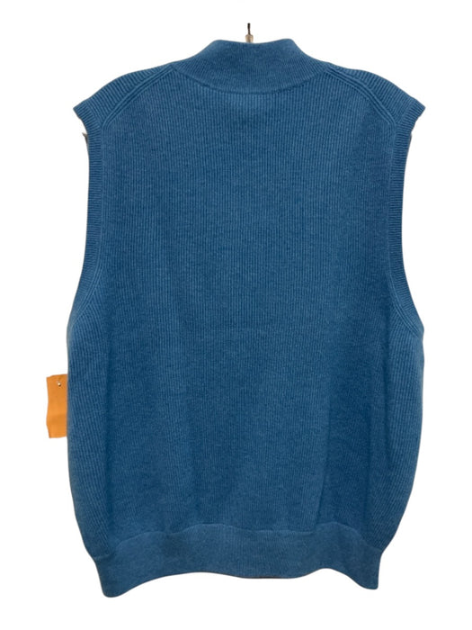 Peter Millar Size M Blue Cashmere Solid Quarter Zip Vest Men's Sweater Blue / M