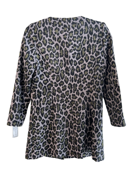 Dolce Cabo Size S Grey Polyester Blend Knit Leopard Button Up Round Neck Dress Grey / S