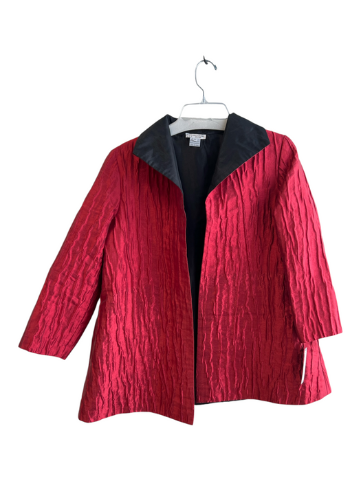 Grace Chuang Size XS Red Nylon Blend Solid Color Texture No Clasp Coat Red / XS