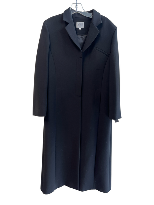 Armani Collezioni Size 4 Black Wool & Viscose Solid Color Full Length Coat Black / 4