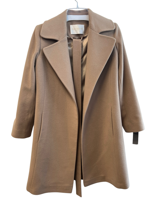 Fleurette Size 4 Tan 100% Cashmere Lapel Collar Belt Slant Pockets Trench Coat Tan / 4