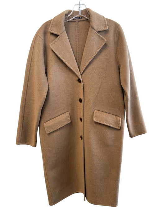 J. McLaughlin Size XS Tan 100% Wool Stich detail 4 Button Front Trench Jacket Tan / XS