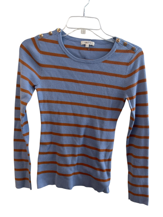 Tyler Boe Size S Blue & Orange Cotton & Nylon Round Neck Long Sleeve Ribbed Top Blue & Orange / S