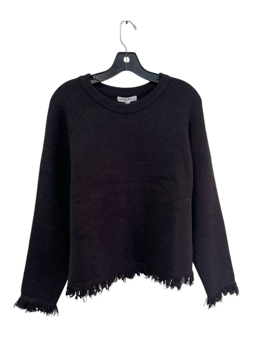 Yakira Bella Size XL Black Acrylic & Polyester Round Neck Long Sleeve Fringe Top Black / XL