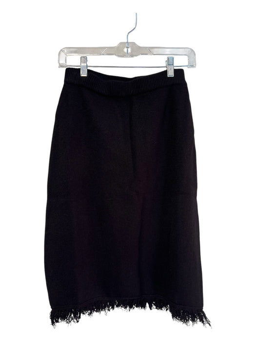 Yakira Bella Size L Black Polyester & Acrylic Below the Knee Fringe Pencil Skirt Black / L