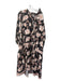 N by Nancy Size XXL Black & Pink Cotton Blend Floral Collar Button Down Dress Black & Pink / XXL