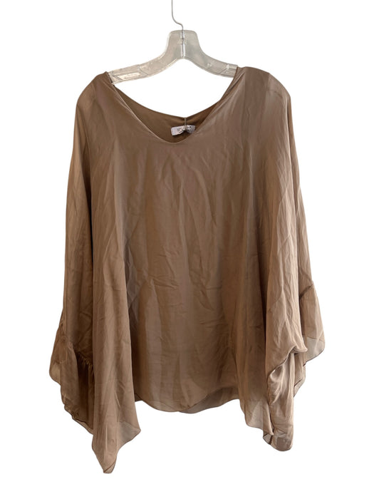 Shyloh Size One Size Brown Viscose Blend Long Sleeve Round Neck Sheer Lined Top Brown / One Size