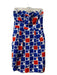 Shoshanna Size 8 Blue, Red & White Cotton & Lycra Strapless Side Pocket Dress Blue, Red & White / 8