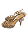 Kate Spade Shoe Size 7.5 Gold Leather Snake Embossed T Strap High Heel Shoes Gold / 7.5