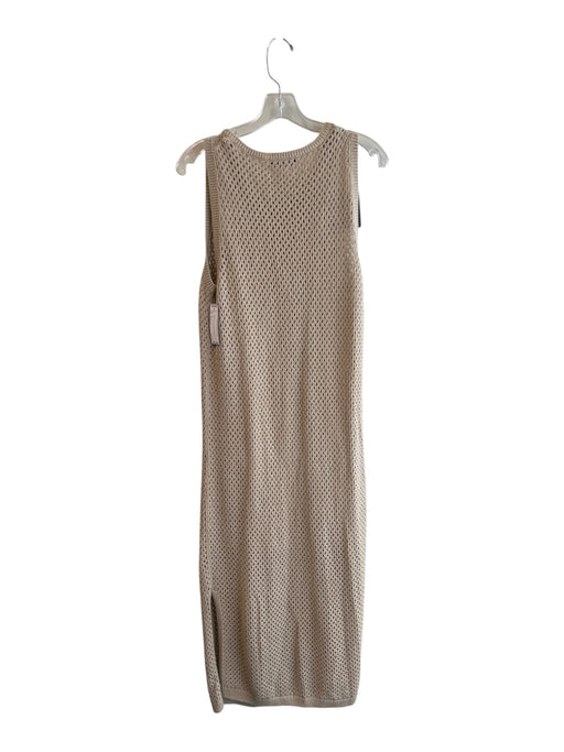 ABLE Size Medium Light Tan Organic Cotton Sleeveless Open Knit Side Slit Dress Light Tan / Medium