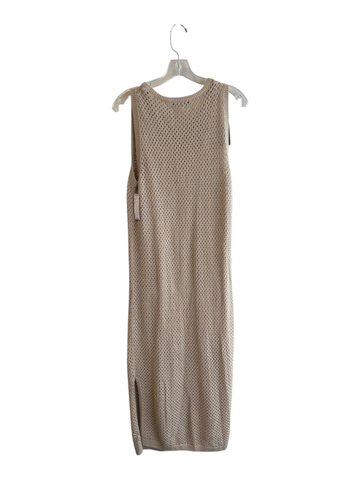 ABLE Size Medium Light Tan Organic Cotton Sleeveless Open Knit Side Slit Dress Light Tan / Medium