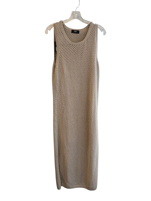 ABLE Size Medium Light Tan Organic Cotton Sleeveless Open Knit Side Slit Dress Light Tan / Medium