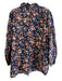 Millie Size Large Navy & Multi Cotton Floral Long Sleeve Button Down Top Navy & Multi / Large
