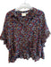 Maeve Size Large Black & Multi Viscose Blend Half Sleeve Floral Half Button Top Black & Multi / Large