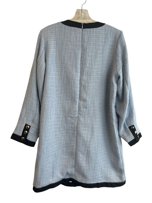 Pomander Place Size L Blue Polyester Long Sleeve Tweed Collar Back Zip Dress Blue / L
