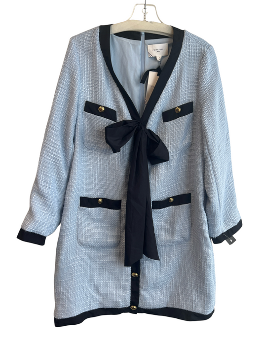 Pomander Place Size L Blue Polyester Long Sleeve Tweed Collar Back Zip Dress Blue / L