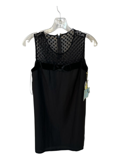 CeCe Size 4 Black Polyester Lace Detail Bow Sleeveless Dress Black / 4