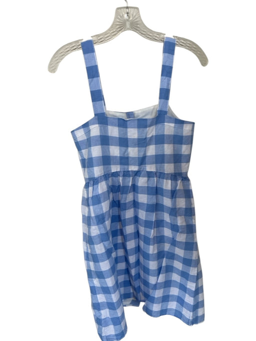 J. Crew Size 4 Blue & White Cotton Sleeveless Checkered Buttons Dress Blue & White / 4