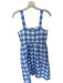 J. Crew Size 4 Blue & White Cotton Sleeveless Checkered Buttons Dress Blue & White / 4