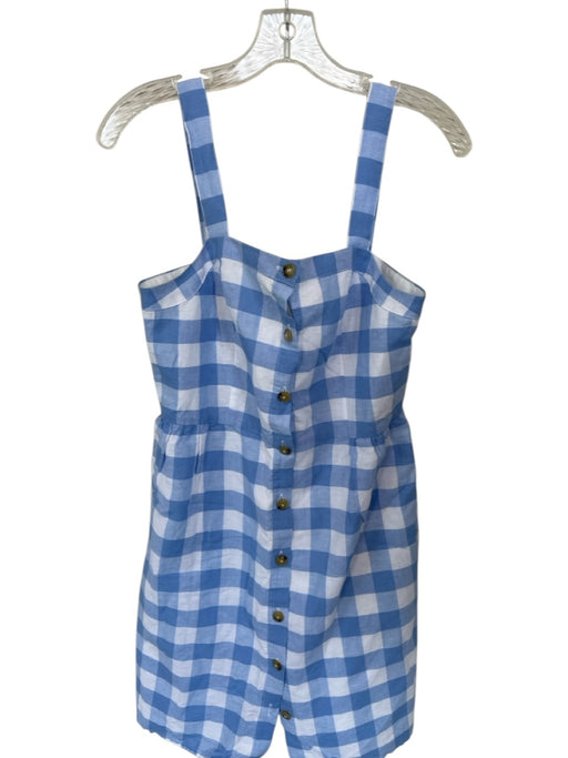 J. Crew Size 4 Blue & White Cotton Sleeveless Checkered Buttons Dress Blue & White / 4