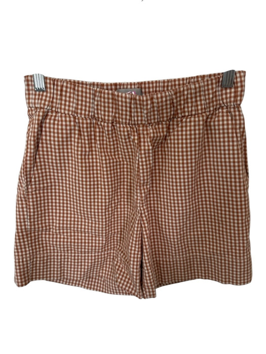 Everlane Size 4 Rust & White Organic Cotton High Waist Gingham Shorts Rust & White / 4
