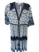 R. Vivimos Size S Navy & white Rayon 3/4 Balloon Sleeve Botanical Dress Navy & white / S