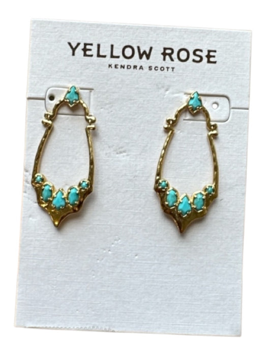 Kendra Scott Vintage gold Turquoise Geometric Hanging Statement Earrings Vintage gold