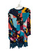 Maeve Size M Teal & Multi Viscose Abstract Long Sleeve V Neck Knee length Dress Teal & Multi / M