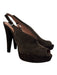 Prada Shoe Size 37.5 Espresso Leather Suede Peep Toe Slingback Platform Shoes Espresso / 37.5