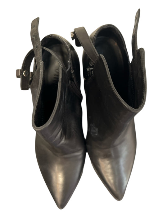 Vince Shoe Size 37.5 Black Leather Side Zip Elastic Paneling Stiletto Boots Black / 37.5