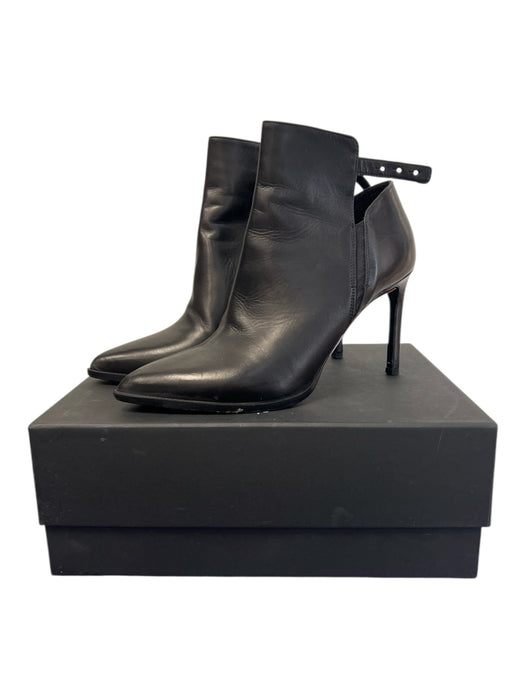 Vince Shoe Size 37.5 Black Leather Side Zip Elastic Paneling Stiletto Boots Black / 37.5