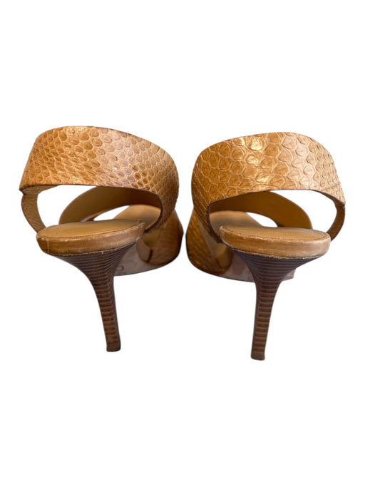 Kors Michael Kors Shoe Size 7 Tan Leather Snake Skin Strappy High Heel Shoes Tan / 7