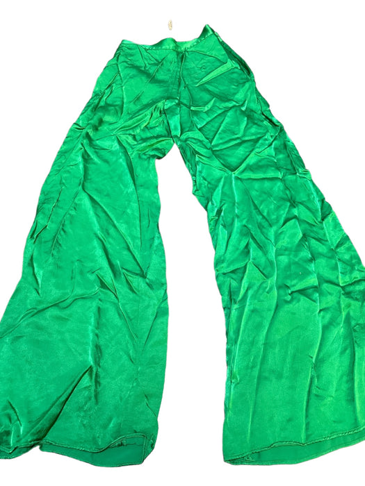 Zara Size XS Green Polyester High Waist Wide Leg Side Zip Pants Green / XS