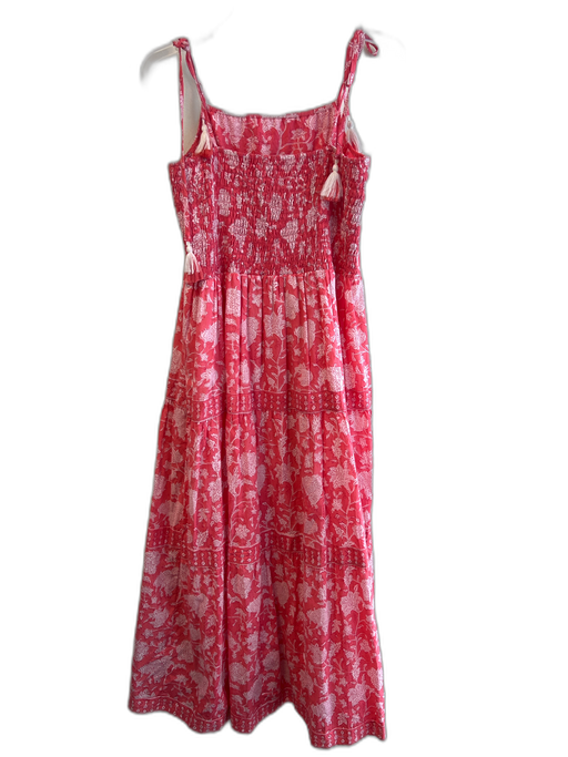 Marea Size Medium Salmon & White Cotton Lined Spaghetti Strap Stretch back Dress Salmon & White / Medium