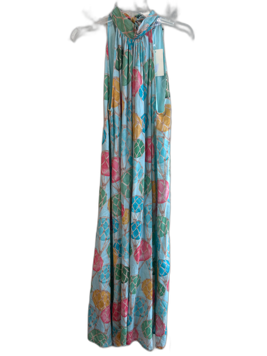 Holly Shae Design Size S/M Aqua Cotton Lined Sleeveless Balloon High Neck Dress Aqua / S/M