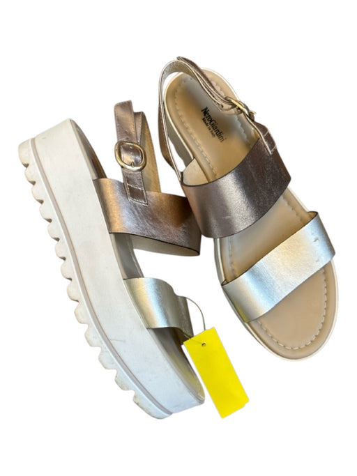 Nero Giardini Shoe Size 40 Silver & White Leather Platform Metallic Sandals Silver & White / 40