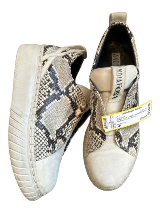 Andia Fora Shoe Size 41 Gray & Black Leather Snake Embossed Platform Sneakers Gray & Black / 41