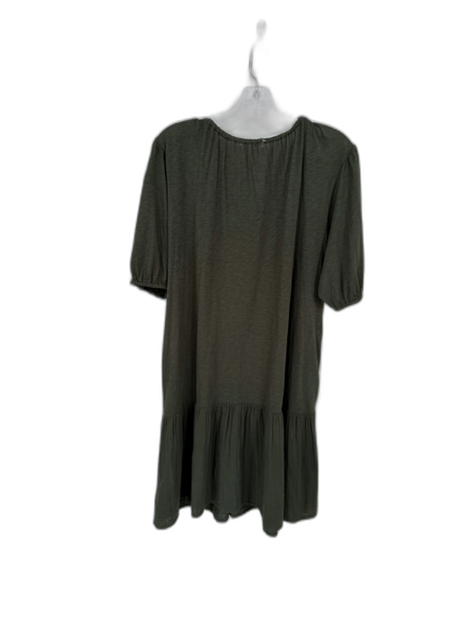 Velvet Size M Olive Green Cotton Short Balloon Sleeve Elastic Neck Dress Olive Green / M