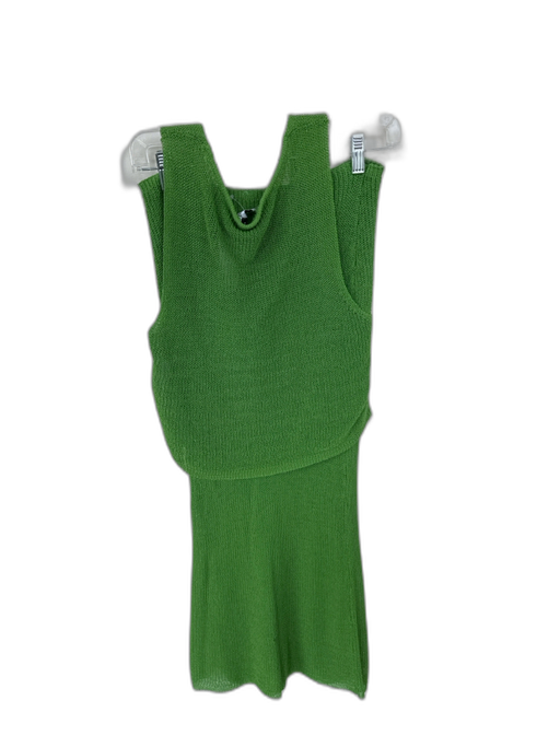 We Wore What Size S/M Green Cotton Blend Sleeveless Mesh Front Tie Skirt Set Green / S/M