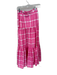 Seven Wonders Size S Pink & White Polyester High Waist Plaid Side Zip Maxi Skirt Pink & White / S