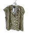 Banana Republic Size M Green & Tan Silk Cap Sleeve Lines Buttons Top Green & Tan / M