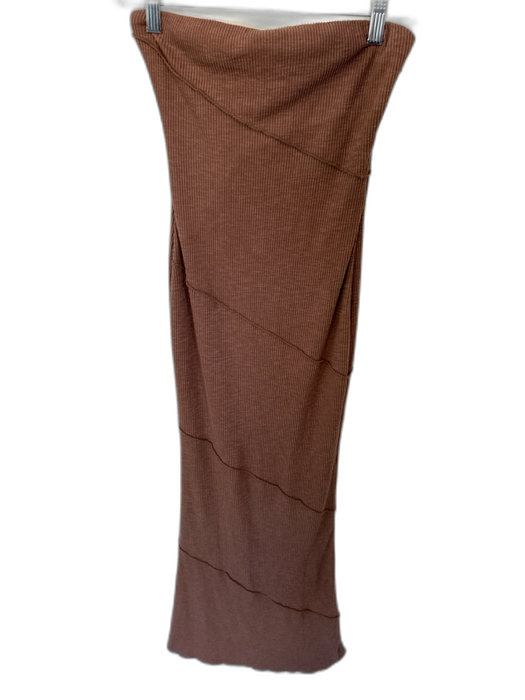 Princess Polly Size 4 Brown Cotton Strapless Ribbed Side Zip Maxi Dress Brown / 4