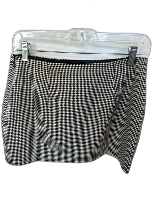 Reformation Size 2 Brown & Tan Polyester Blend Houndstooth Side Zip Mini Skirt Brown & Tan / 2