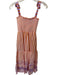 Dolan Size XS Orange & Pink Acetate Blend Rouched Striped Ruffle Maxi Dress Orange & Pink / XS