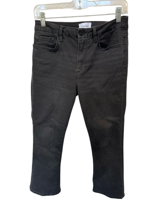 Frame Size 30 Black Cotton Denim Boot Cut Cropped Jeans Black / 30