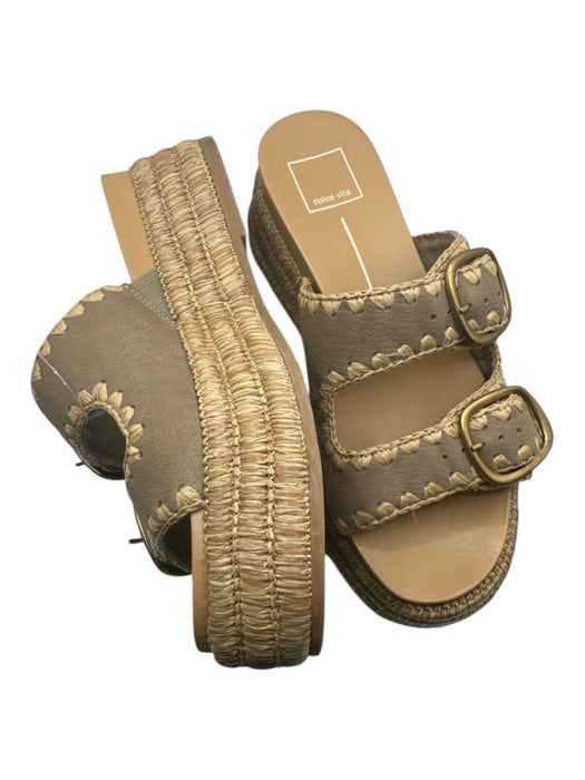 Dolce Vita Shoe Size Est 6.5 Beige Braided Cord Block Heel Square Toe Heels Beige / Est 6.5