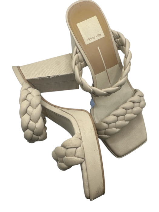 Dolce Vita Shoe Size Est. 6.5/7 Taupe & Beige Woven Raffia Platform Mules Taupe & Beige / Est. 6.5/7